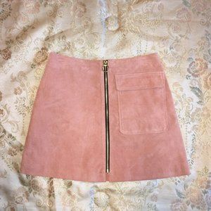 Blush leather/suede mini skirt